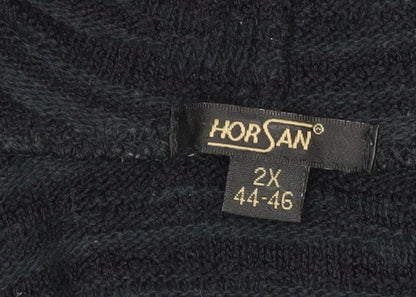 Horsan Women Black 2XL Hooded Cardigan Cotton Linen Blend