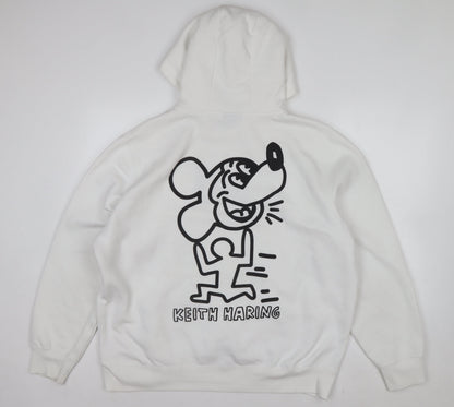 Disney x Keith Haring White Hoodie XL Women’s Pullover Sweatshirt