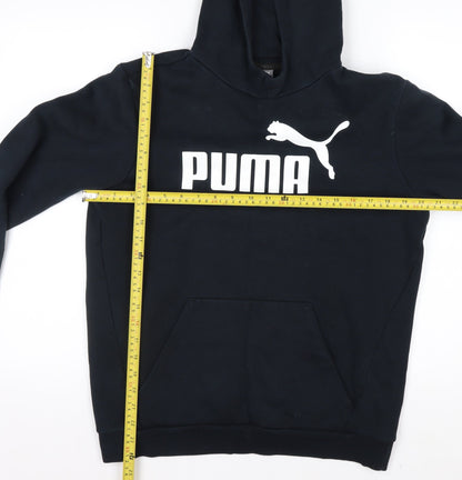 Puma Boys Black Pullover Hoodie 16 Years Cotton Blend Lined Logo Sportswear
