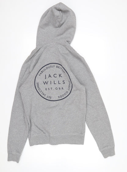 Jack Wills Men’s Grey Full Zip Hoodie XS Logo Fleece Sweatshirt