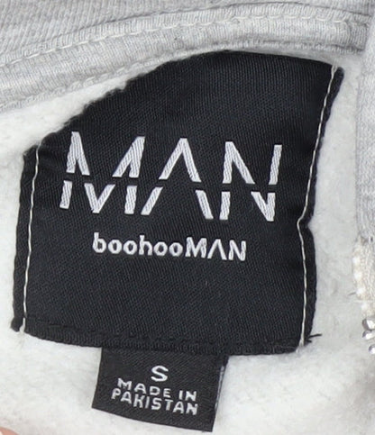 boohooMAN Men's Grey Full Zip Hoodie Size S Regular Fit