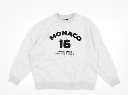 ASOS Design Women Grey Monaco 16 Pullover Sweatshirt Size S UK 8-10