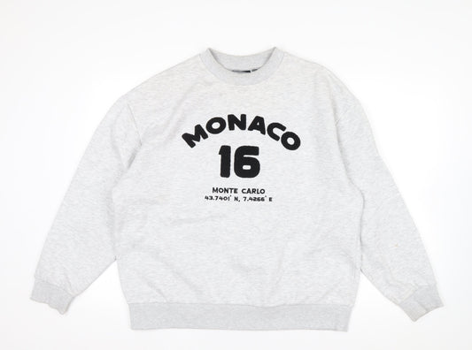 ASOS Design Women Grey Monaco 16 Pullover Sweatshirt Size S UK 8-10