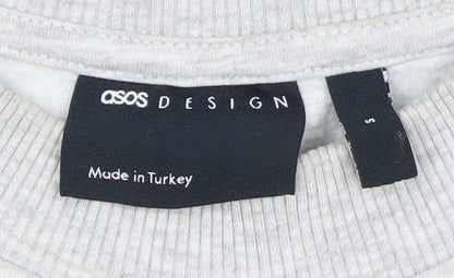 ASOS Design Women Grey Monaco 16 Pullover Sweatshirt Size S UK 8-10