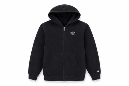 Front view of Champion boys’ black xl 13-14 years full zip hoodie cotton blend