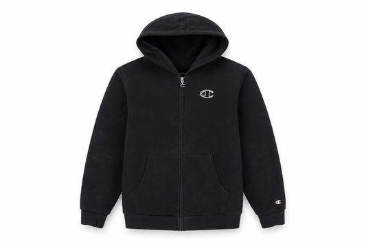 Front view of Champion boys’ black xl 13-14 years full zip hoodie cotton blend