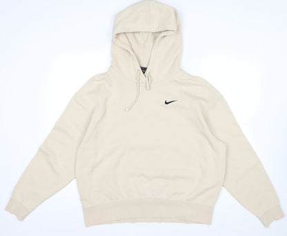 Nike Men’s Beige Pullover Hoodie M Fleece Regular Fit