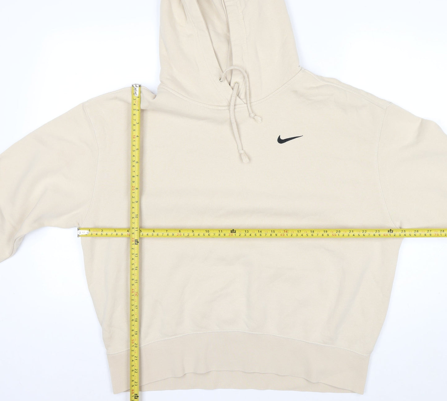 Nike Men’s Beige Pullover Hoodie M Fleece Regular Fit