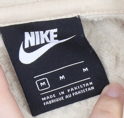 Nike Men’s Beige Pullover Hoodie M Fleece Regular Fit