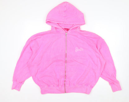 Barbie Women's Pink Full Zip Hoodie UK 6 Cotton Casual Sweatshirt