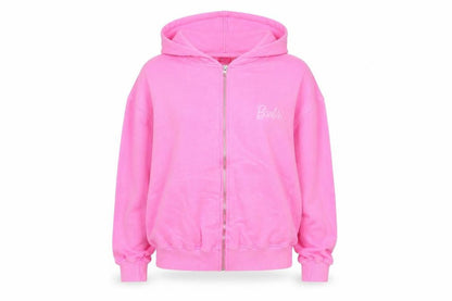 Barbie Women's Pink Full Zip Hoodie UK 6 Cotton Casual Sweatshirt