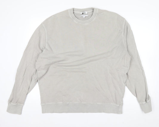 COS Men's Beige Relaxed Fit Crew Neck Cotton Sweatshirt XL