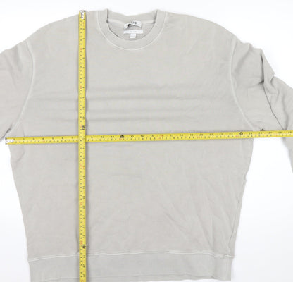 COS Men's Beige Relaxed Fit Crew Neck Cotton Sweatshirt XL