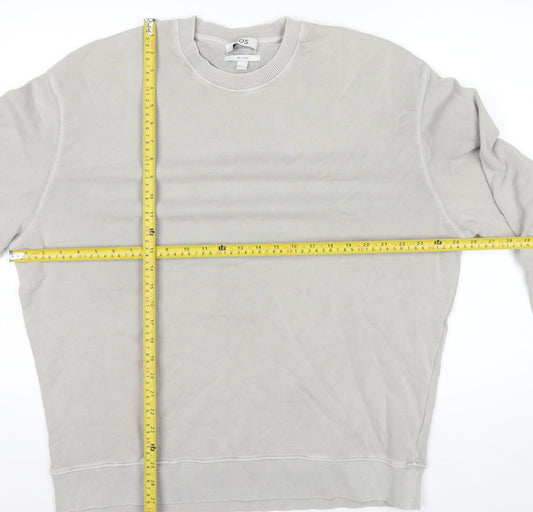 COS Men's Beige Relaxed Fit Crew Neck Cotton Sweatshirt XL