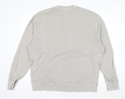 COS Men's Beige Relaxed Fit Crew Neck Cotton Sweatshirt XL