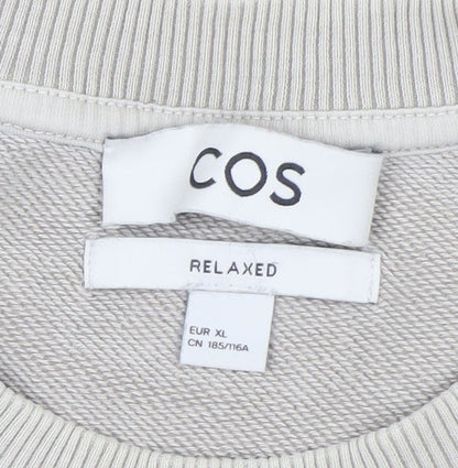 COS Men's Beige Relaxed Fit Crew Neck Cotton Sweatshirt XL