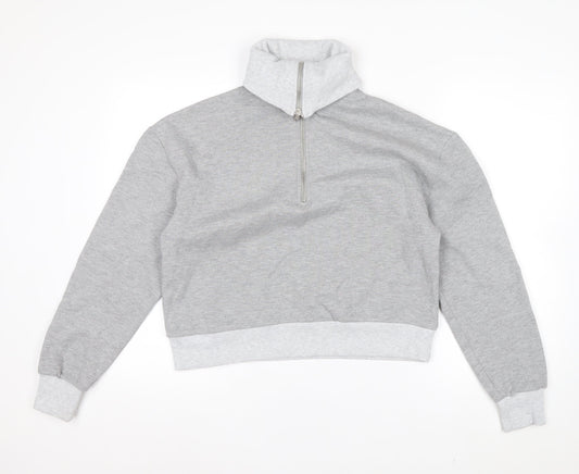 ASOS Design Women Grey XS 1/2 Zip Pullover Sweatshirt