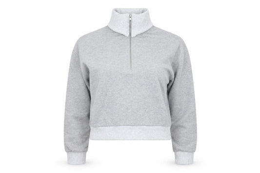Front view of ASOS Design Women Grey XS 1/2 Zip Pullover Sweatshirt