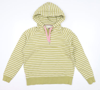 Joules Women Green Striped Cotton Pullover Hoodie Size 14