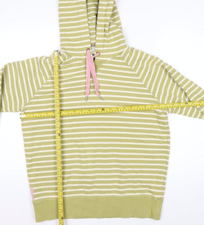 Joules Women Green Striped Cotton Pullover Hoodie Size 14