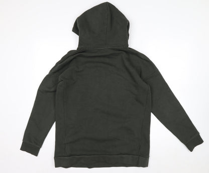 Adidas Womens Green Pullover Hoodie S Logo Print Cotton Blend