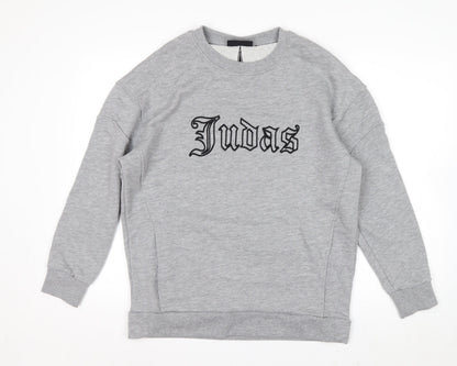 Judas Sinned Men's Grey Crew Neck Pullover Sweatshirt Size M