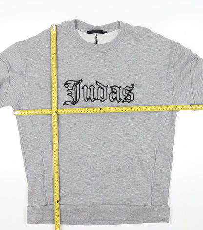 Judas Sinned Men's Grey Crew Neck Pullover Sweatshirt Size M