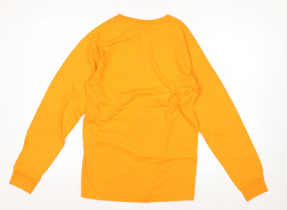 Jerzees Men's Orange Long Sleeve Sports Graphic Top Size S