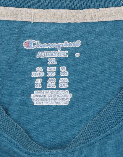 Champion Men's Blue XL Long Sleeve Crew Neck Cotton Top