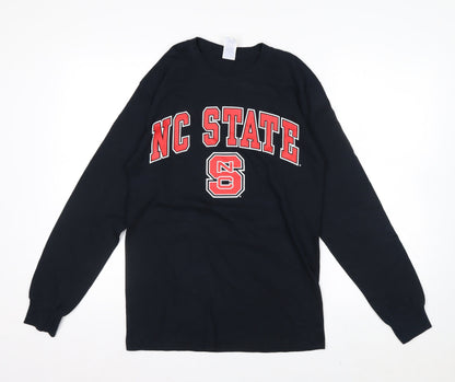 Gildan Men's Black NC State Long Sleeve Cotton Graphic Top Size S