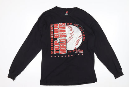 Hanes Men Black L 2009 Top Gun World Series Long Sleeve T-Shirt