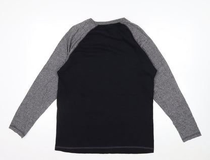 LIS Apparel Men's Black Grey Long Sleeve Nautical Graphic Top Size S