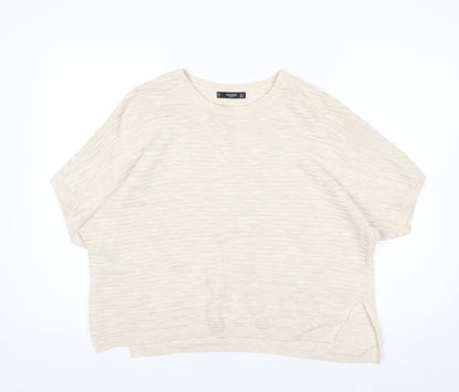Mango Womens Beige Basic Relaxed Fit Short Sleeve T-Shirt Size 12