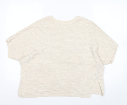 Mango Womens Beige Basic Relaxed Fit Short Sleeve T-Shirt Size 12