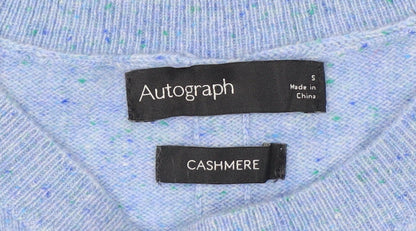 Marks and Spencer Women's Blue Cashmere Crew Neck Jumper Size S
