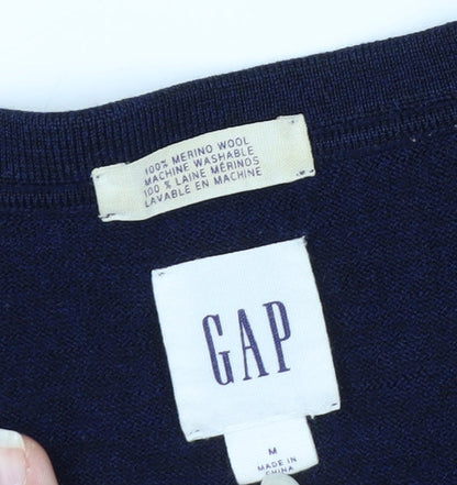 GAP Men's Blue Merino Wool V-Neck Pullover Sweater M