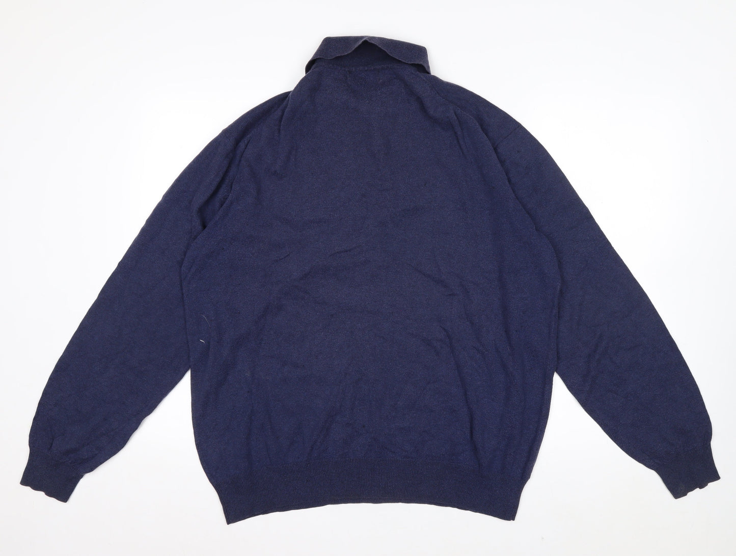 Orvis Men's Blue Cotton Silk Cashmere Long Sleeve Polo - Size L