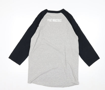 Champion Men's Grey 3/4 Sleeve Raglan Graphic Top Size M