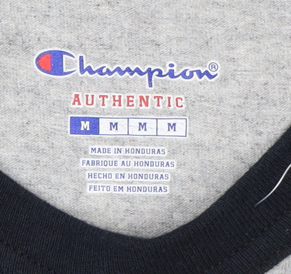 Champion Men's Grey 3/4 Sleeve Raglan Graphic Top Size M