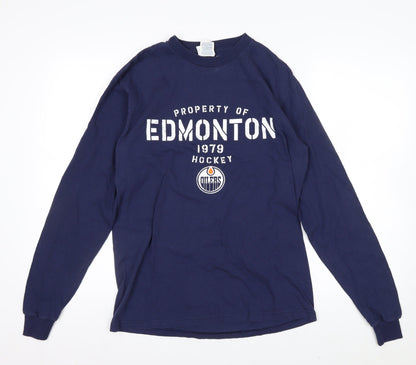 NHL Edmonton Oilers Men's Blue Long Sleeve Cotton T-Shirt M