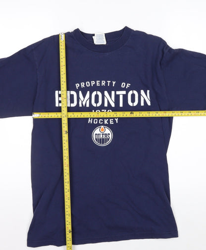 NHL Edmonton Oilers Men's Blue Long Sleeve Cotton T-Shirt M