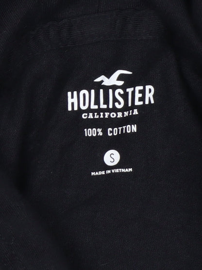 Hollister Men's Black Pullover Hoodie Small Cotton Graphic Logo