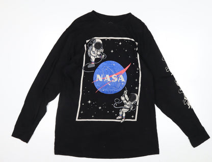 Eighty Eight Men's Black NASA Long Sleeve Graphic T-Shirt Size L