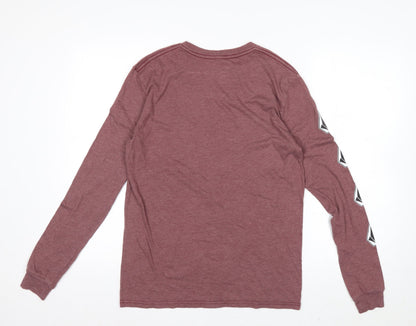 Volcom Men’s Red Long Sleeve Graphic Logo Crew Neck Top Size S
