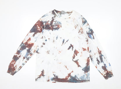 Gildan Men’s Multicoloured Tie-Dye Long Sleeve Cotton T-Shirt M