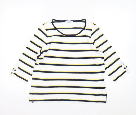 Marks and Spencer Womens Multicoloured Striped 3/4 Sleeve Jersey Top Size 14