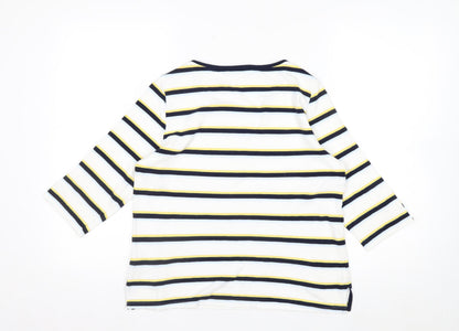 Marks and Spencer Womens Multicoloured Striped 3/4 Sleeve Jersey Top Size 14