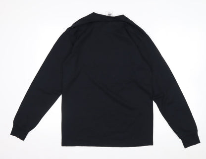 Fruit of the Loom Mens Black Long Sleeve Graphic Sports T-Shirt Size M