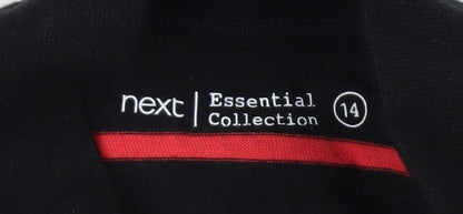 Next Womens Black Red Striped Roll Neck Cold Shoulder Top Size 14
