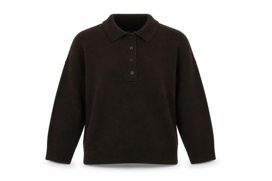 ASOS Design Women Brown Acrylic Henley Jumper Size L 16-18